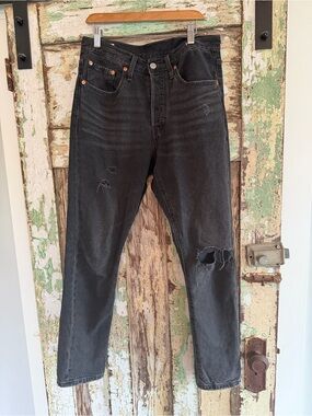 Levi's 501 Black Straight-Leg Distressed Jeans W27 L28